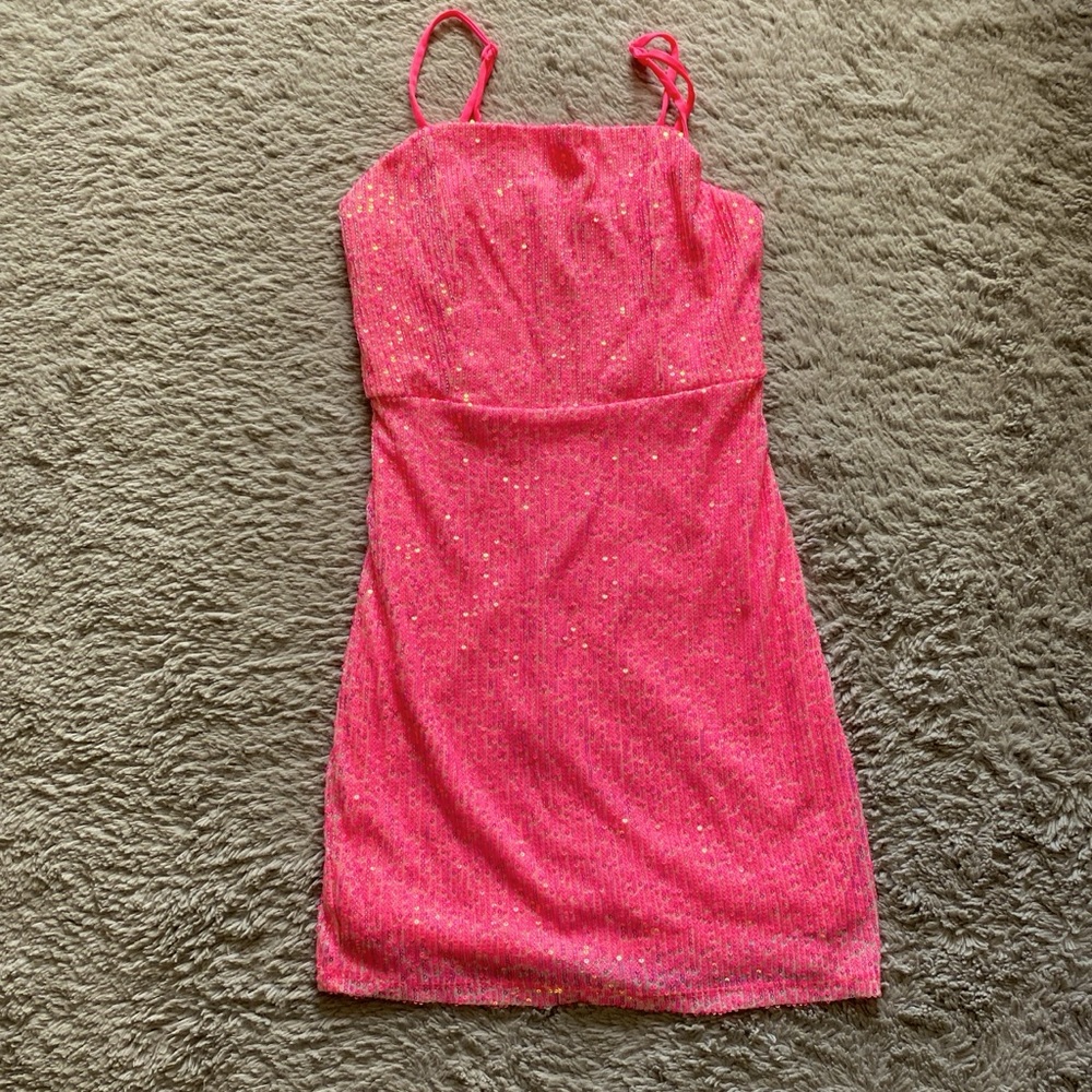 Pink sequin homecoming dress